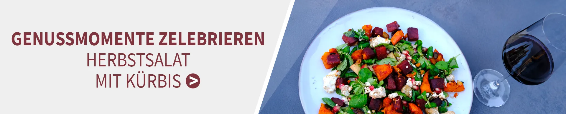 Unsere Rezeptempfehlung zum Wein: Herbstsalat mit Kürbis Spätburgunder und Herbstsalat mit Kürbis