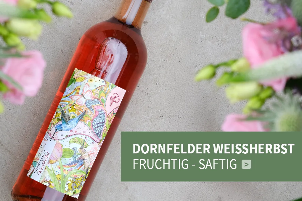 Dornfelder Weißherbst und Blumen